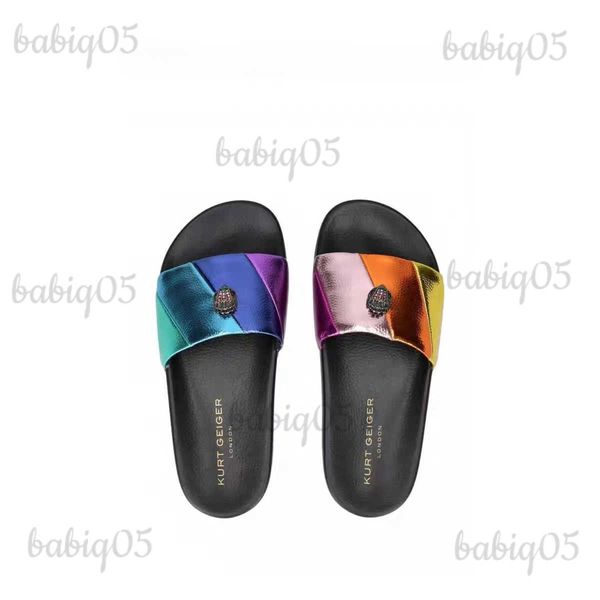 

slippers kurt geiger luxury designer women shoes soft sole slippers summer new 2023 large outwear colorful eagle head thick sole slippers ba, Black