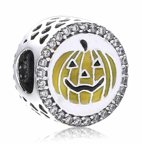 

new authentic s925 sterling silver bead halloween pumpkin enamel crystal charm fit original brand charms bracelets diy charms jewe8425582, Black
