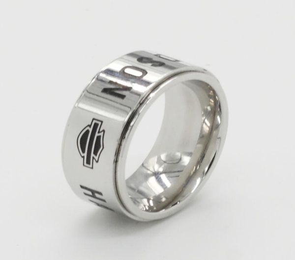 

men039s ladies fashion stainless steel revolving letter ring davidson jewelry gifts whole4010037, Silver