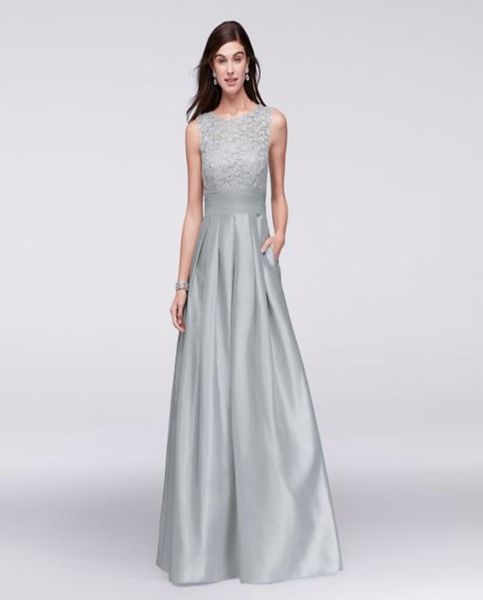 

lace and satin sleeveless ball gown with pocket full pleated satin skirt evening dress wbm1118 silver prom dress party dresses9105893, Black