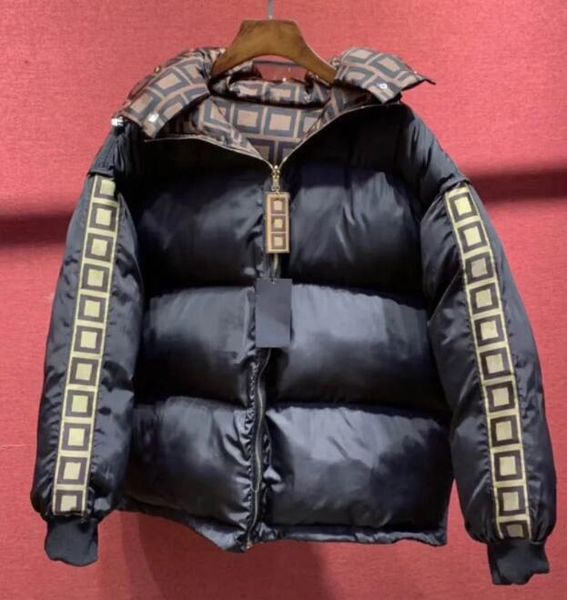 

winter reversible jackets women jacket coat letters 3 colors windbreaker warm zipper thick outwear high, Black