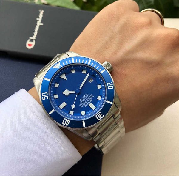 

superclone pelagos watch for men mechanical movement wristwatches 4h6y titanium bezel sapphire mirror jason007 uhr montre de luxe with box, Slivery;brown