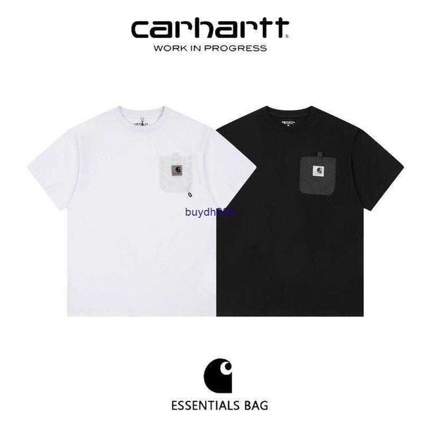 

new men's and women's fashion t-shirt high street brand carhart trendy mountain pocket simple cotton short sleeved 91j7, White