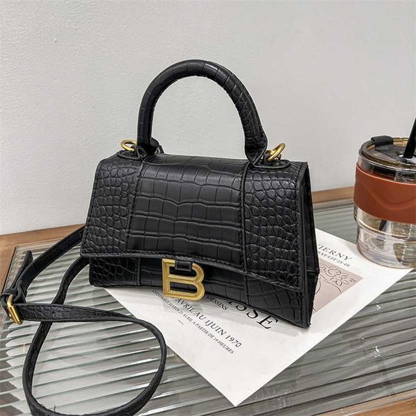 

22% off designer 2023 classic stone hourglass crocodile pattern b word handbag one shoulder crossbody curved moon women's bag