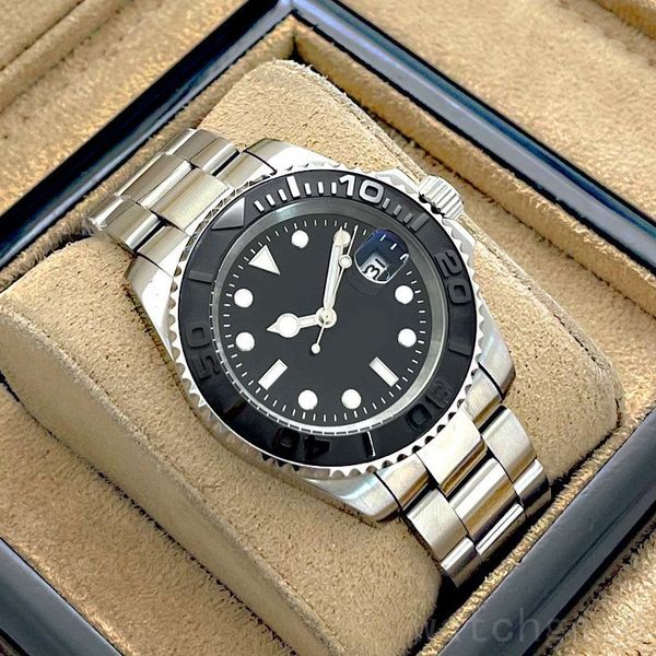 

montre homme automatic mechanical watches yachtmaster silicone stainless steel strap reloj business designer watches luminous waterproof dh0, Slivery;brown