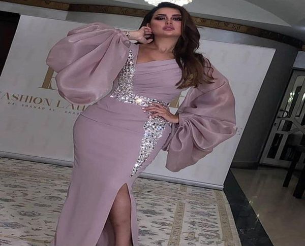 

2020 new side split saudi arabia long sleeves v neckless evening dress kaftan dubai beaded split prom formal party dresses custom 6544799, Black