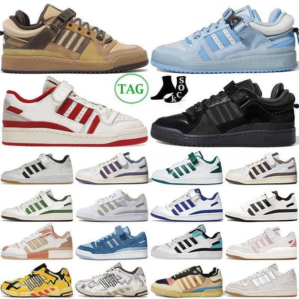 

bad bunny x forum buckle low running shoes yellow cream blue tint core black benito easter egg men patchwork white women outdoor trainers de