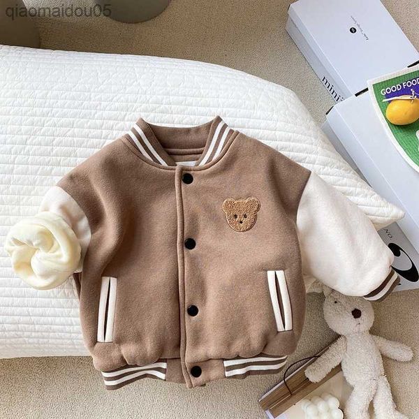 

baby jacket casual baseball uniform jacket outerwear kids coat toddler infant baby boys girls clothes cute fleece winter warm l230712, Blue;gray