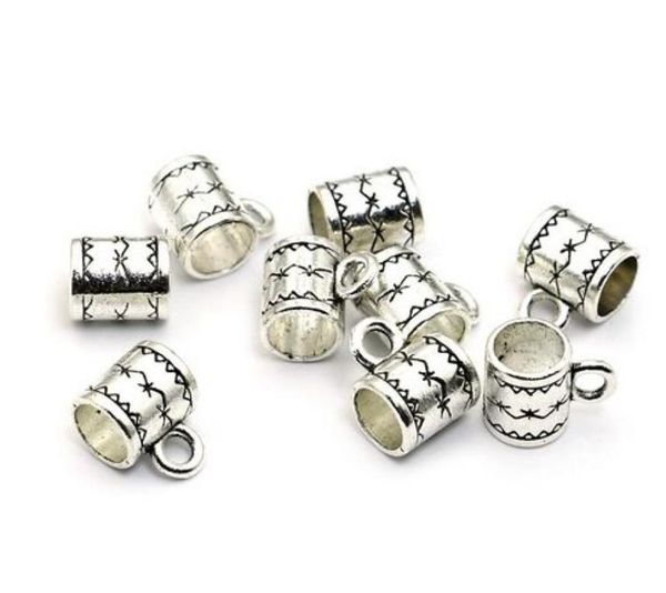 

500pcslot silver plated bail spacer beads charms pendant for diy jewelry making findings 8x6mm6840788, Bronze;silver