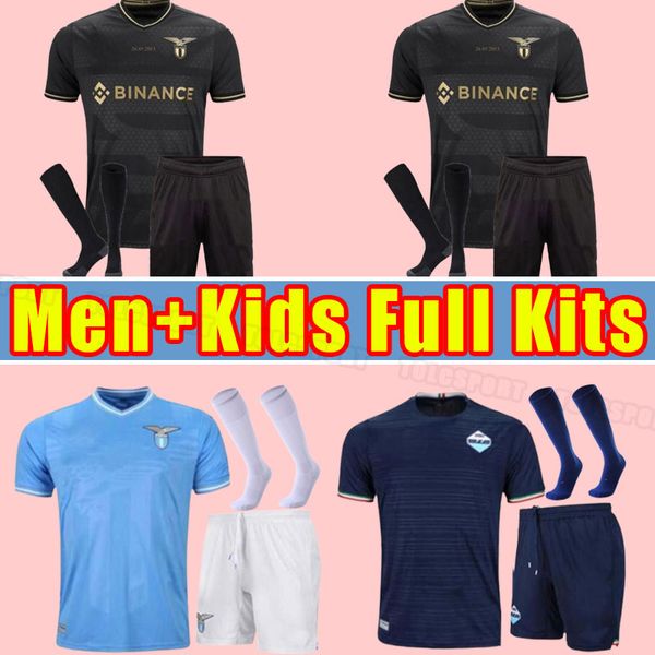 

full set socks 23 24 lazio soccer jerseys maglie 2023 2024 immobile luis bastos sergej j.correa acerbi badelj lucas marusic men kids footbal, Black;yellow
