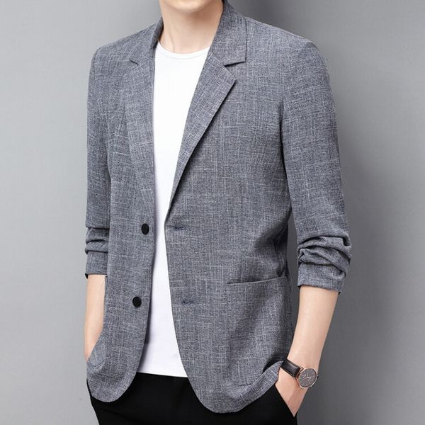 

men's suits blazers m4xl cotton and linen suit jacket spring summer loose casual gray men longsleeved business black 230720, White;black
