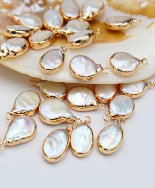 

oval baroque pearl connector 18k gold plated bezel jewelry earrings pendant accessories2913943
