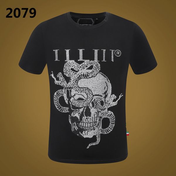 

23ss pp men t shirt designer skull diamond t-shirt short sleeve phillip plain brand lapel skulls polo shirt pp1106, White;black