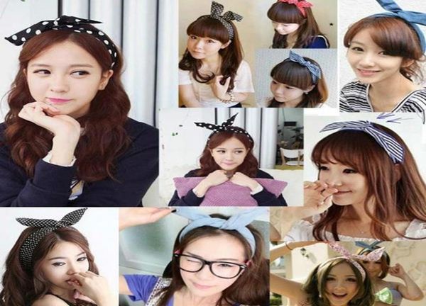 

new chiffon floral colorful cute bunny ear rabbit ear metal wire diy bow headband sequin hairbands large bow clips 76 color9731029, Slivery;white