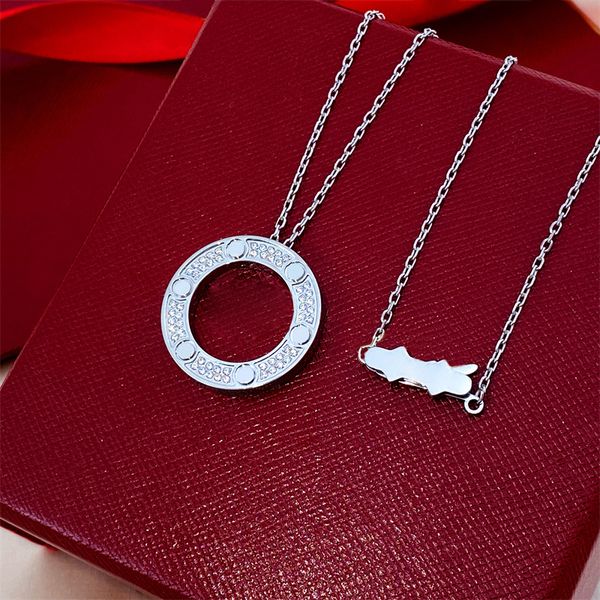 

Silver necklaces designer jewelry for women custom pendant gold chain titanium steel jewellery womens sisters couple gifts does not fade circle diamond necklace