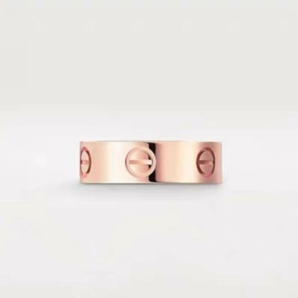 

4mm 5mm 6mm titanium steel silver love rings men and women rose gold jewelry for lovers couple rings gift with drill with box