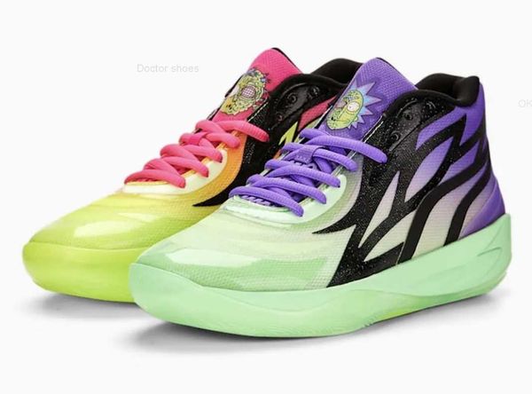

lamelo ball kids mb2 rick morty basketball shoes sneakers for sale slime jade safety yellow grade school men women sport shoe online shop us, Black