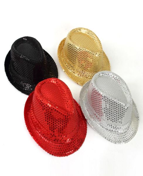 

baby solid color kids sequin jazz stage dance performance hat 6 pcs whole6910285, Yellow