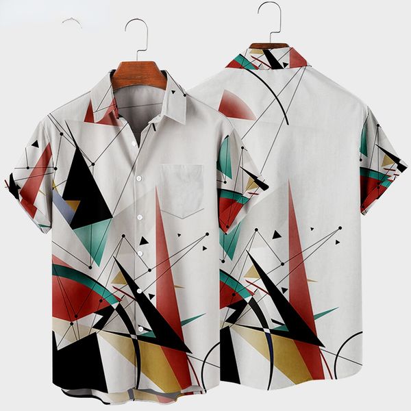 

mens casual shirts short sleeve lapel shirt oversized 8 3d geometric print pocket harajuku style 230720, White;black