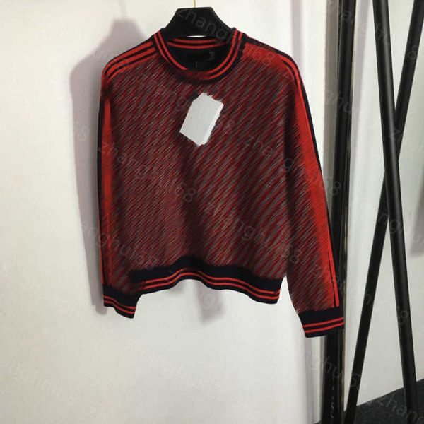 

23ss women sweater womens designer clothing maze-checked preschooler letter crew-neck long-sleeved pullover sweater wool sweater womens clot, White;black