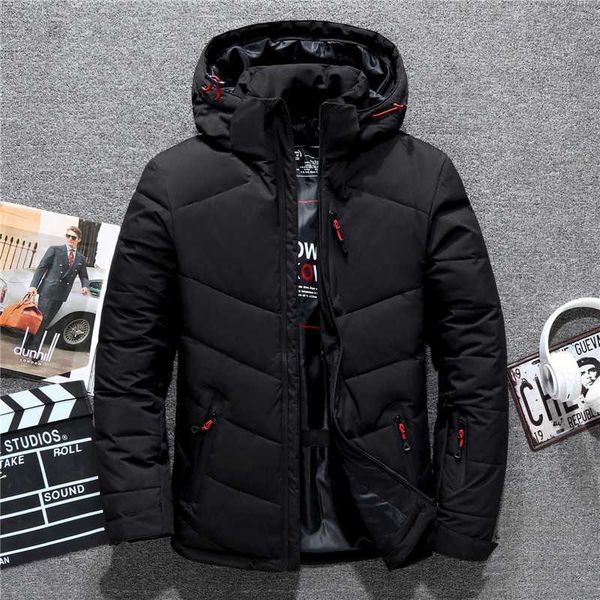 

men's down parkas tace shark brand men's winter coat casual hat detachable white duck down jacket for men warm windbreaker doudoun, Black