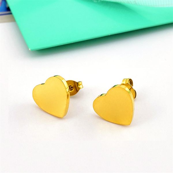 

classic fashion charm earrings heart shaped circle earring letter t studded women's gold titanium steel luxury designer gift gold rose, Golden