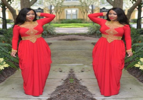 

morrocan kftan red and gold beads turkish dubai abaya evening dress high neck long sleeve african style muslim prom formal gowns3708959, Black;red