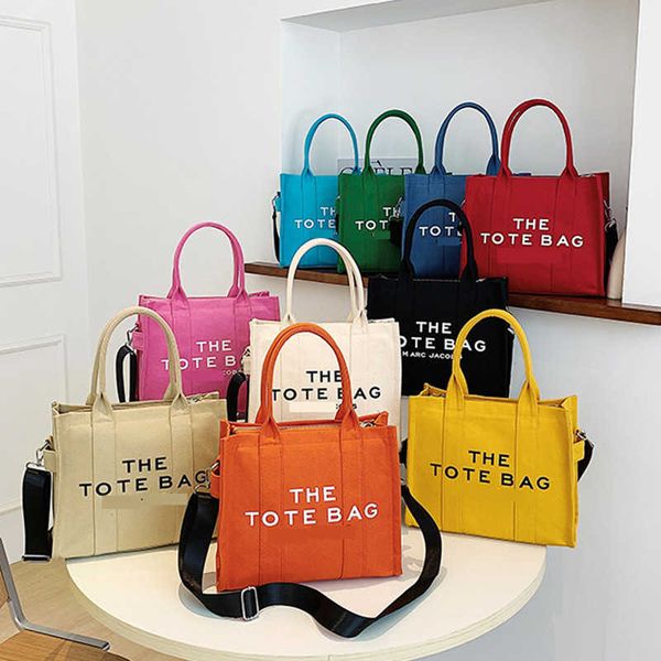 

new canvas handbag versatile letter printed one shoulder crossbody bag large capacity commuter tote bag