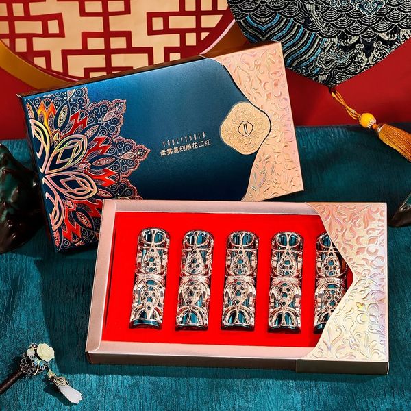 

lipstick luxury style matte orange tone soft mis rre carved stickless cup hidden lipline light lipstick set cosmetics 230718