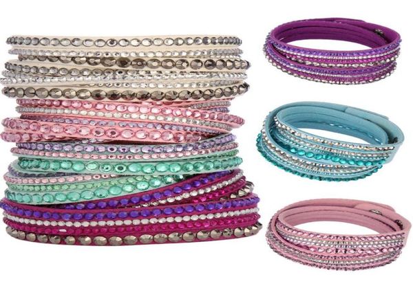 

whole rhinestone velvet bracelets crystal bracelet muiltylayer wrap bracelet fashion bling mix different colors handmade gift5138316, Golden;silver