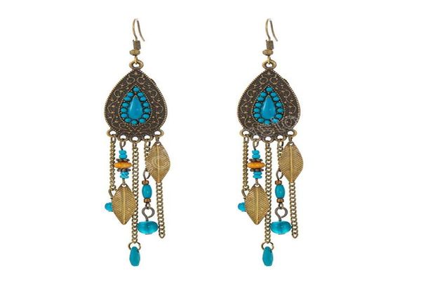 

boho ethnic danglewater drop earrings for women vintage turquoises fashion earrings pendientes earring pendant jewelry female2391279, Silver