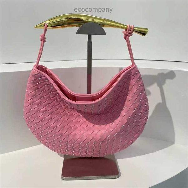 

2023 leather handbag designer new woven sardine bag fashion leisure premium metal handle half moon portable women's x3dt