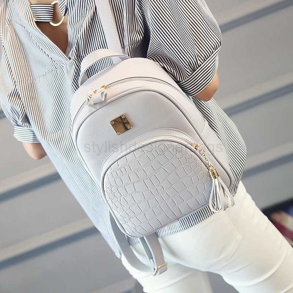 

backpack style 2022 women backpack pu leather tassel schoolbag for teenager girls female preppy style solid small backpack school travel pac