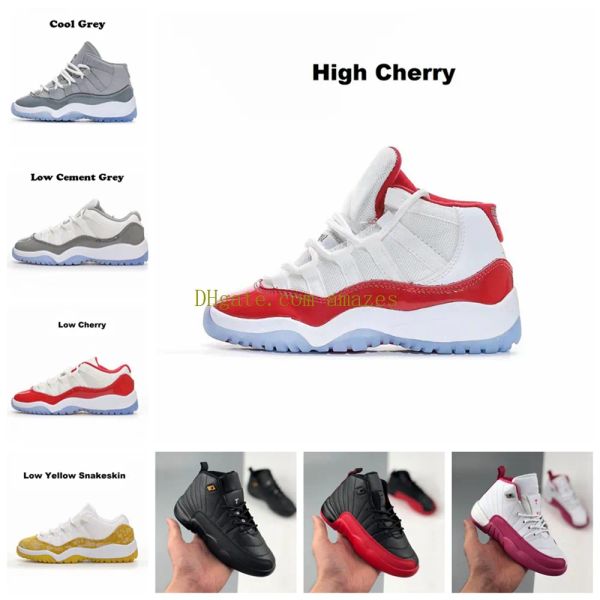 

basketball shoes kids 12s xii taxi dark grey vivid pink french blue gym red the master flu game children kids girls sneaker, Black