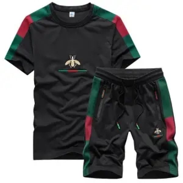 

men s tracksuits clothes for men summer short sleeve shorts casual thin sportswear suit fashion embroidery printed two piece set 230720, Gray