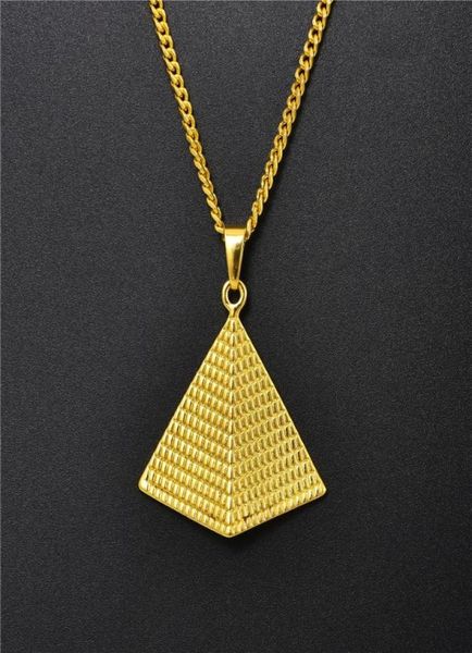 

mens women hip hop jewelry triangle pyramid pendant necklace fashion 60cm long chains personality punk necklaces for men gift2812916, Silver