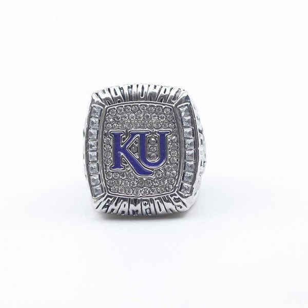 

ncaa 2008 university of kansas crow hawk basketball champion ring, Golden;silver