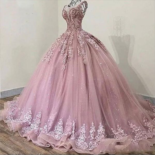 

baby pink 2023 ball gown quinceanera prom dresses lace beading princess girls birthday formal gowns with jewel neck sleeveless lace up back, Blue;red
