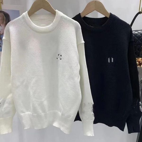 

women sweater designer luxury wool knitwear letter print pullover loose crew neck long sleeve thermal sweater clothes, White;black