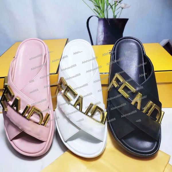 

designer sandals slippers woman shoe beach letter f di graphy black leather slides sandals with wide crossover bands made of black leather e