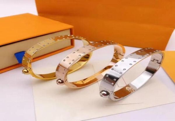 

designer jewelry bangle rose gold silver stainless steel luxury simple cross pattern buckle love jewelry women mens bracelets6153562, Black
