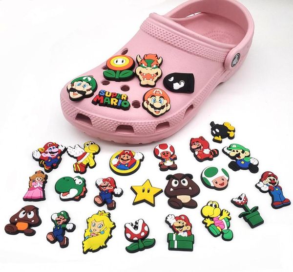 

anime charms whole childhood memories classic games mushroom funny gift cartoon croc charms shoe accessories pvc decoration bu4358043, Blue