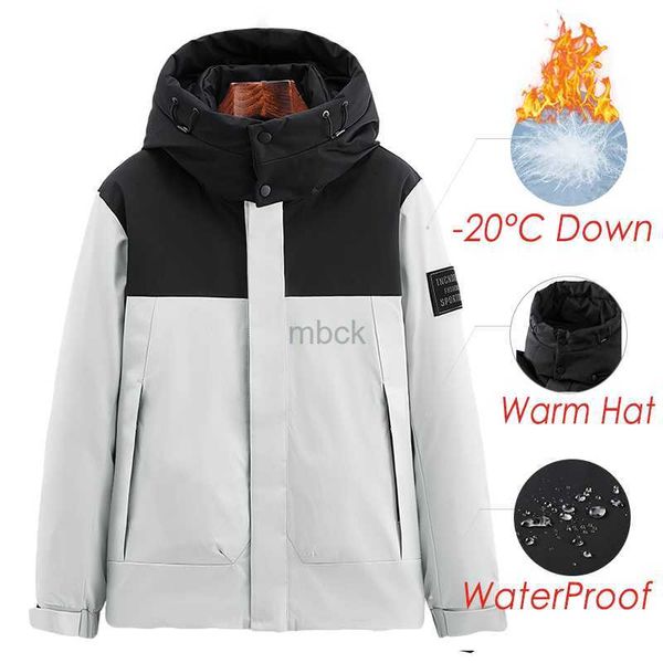 

men's down parkas 8xl plus men 2022 winter new waterproof warm 90% duck down jacket coat parka men autumn casual outfit windproof hat d, Black