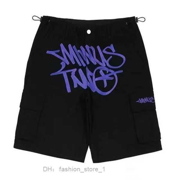 

mens pants minus two cargo harajuku minustwo casual loose punk rock wide leg trouser splice printing streetwear y2k pant retro street trend, Black