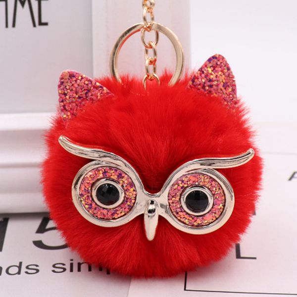 

owl plush key rings imitation rabbit hair bag pendant fur car pendant, Silver