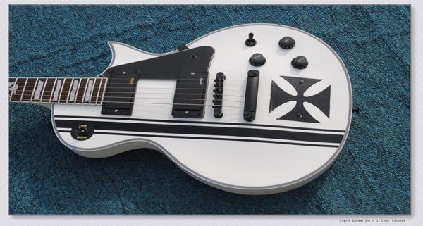 

custom ltd iron cross sw james hetfield signature electric guitar 6 string emg pickups white color with 9530986