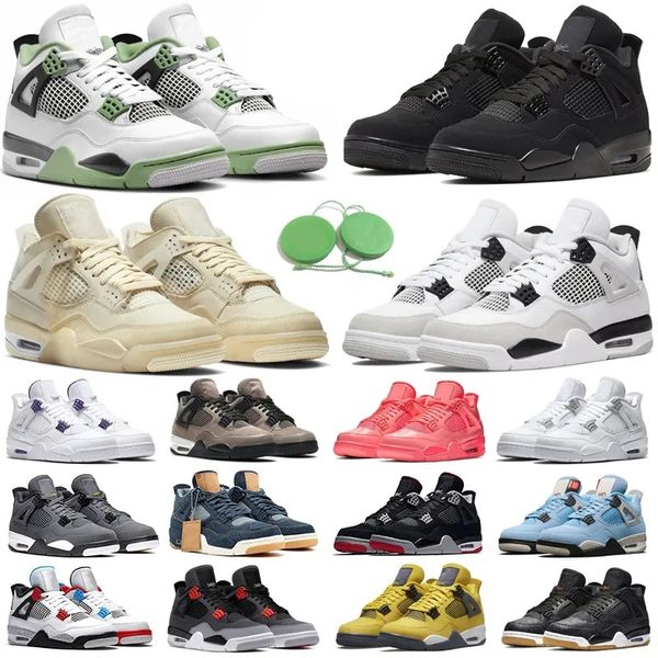 

og men women basketball shoes military black cat red thunder white oreo 4s unc sail violet ore bred infrared cement seafoam mens trainers sp