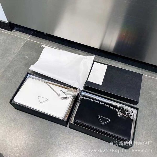 

65% off 2023 new bagdesigner new p family chain small square triangle label bright leather shoulder crossbody fashion women's bag