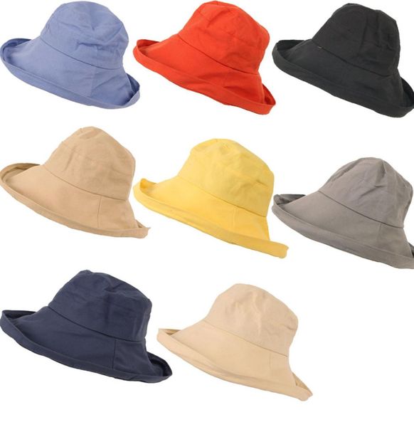 

summer beach wide brim fisherman hat sun bob cap women men fashion plain bucket hat le489102162, Yellow