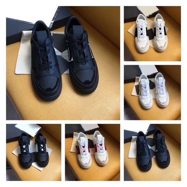 

new valentinolies luxury shoes casual flat low-cut-style leather-style vn3n, Black